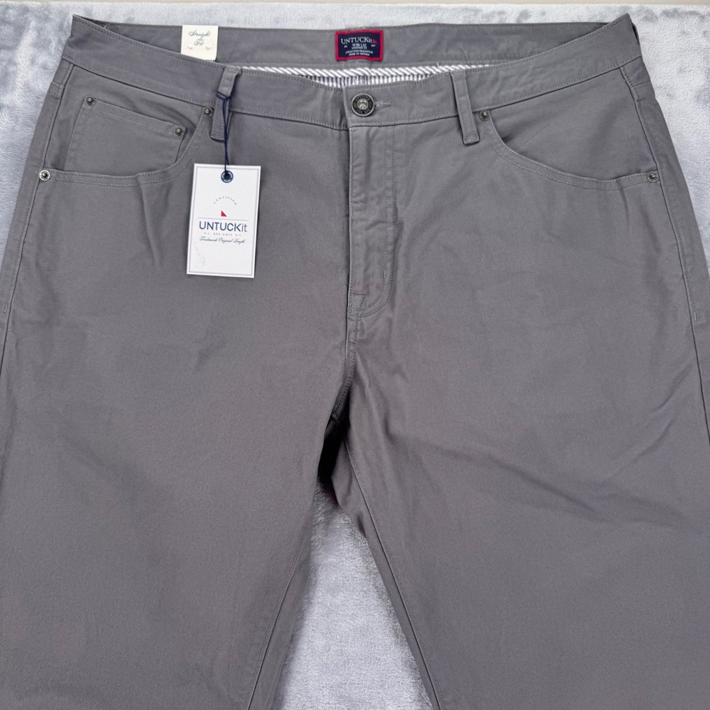 UNTUCKit Mens Straight Fit Gray Chino Pants Trousers Size‎ 38x32